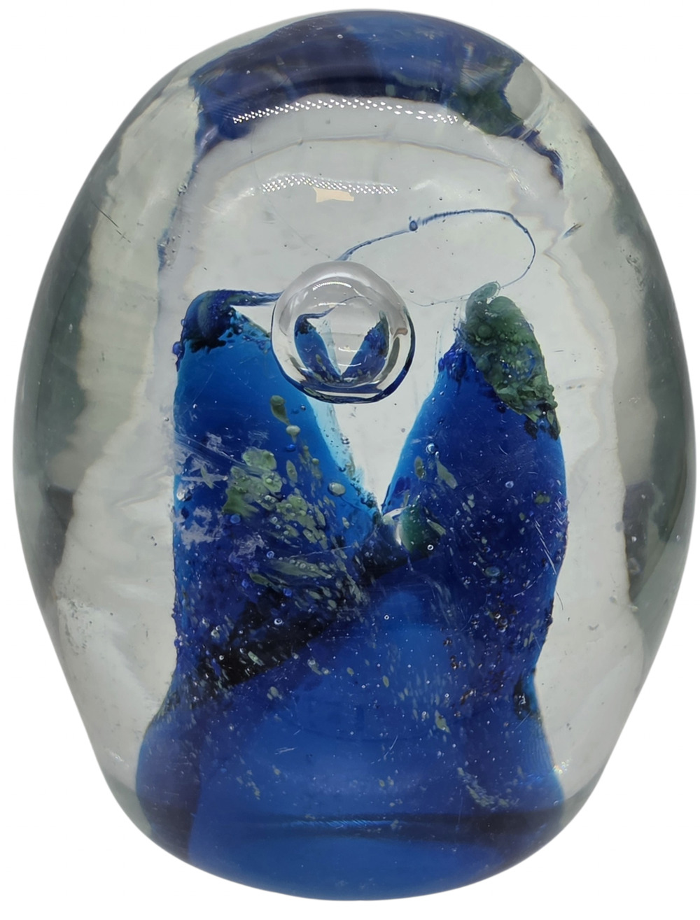 COBALT BLUE PEAKS ART GLASS PAPERWEIGHT